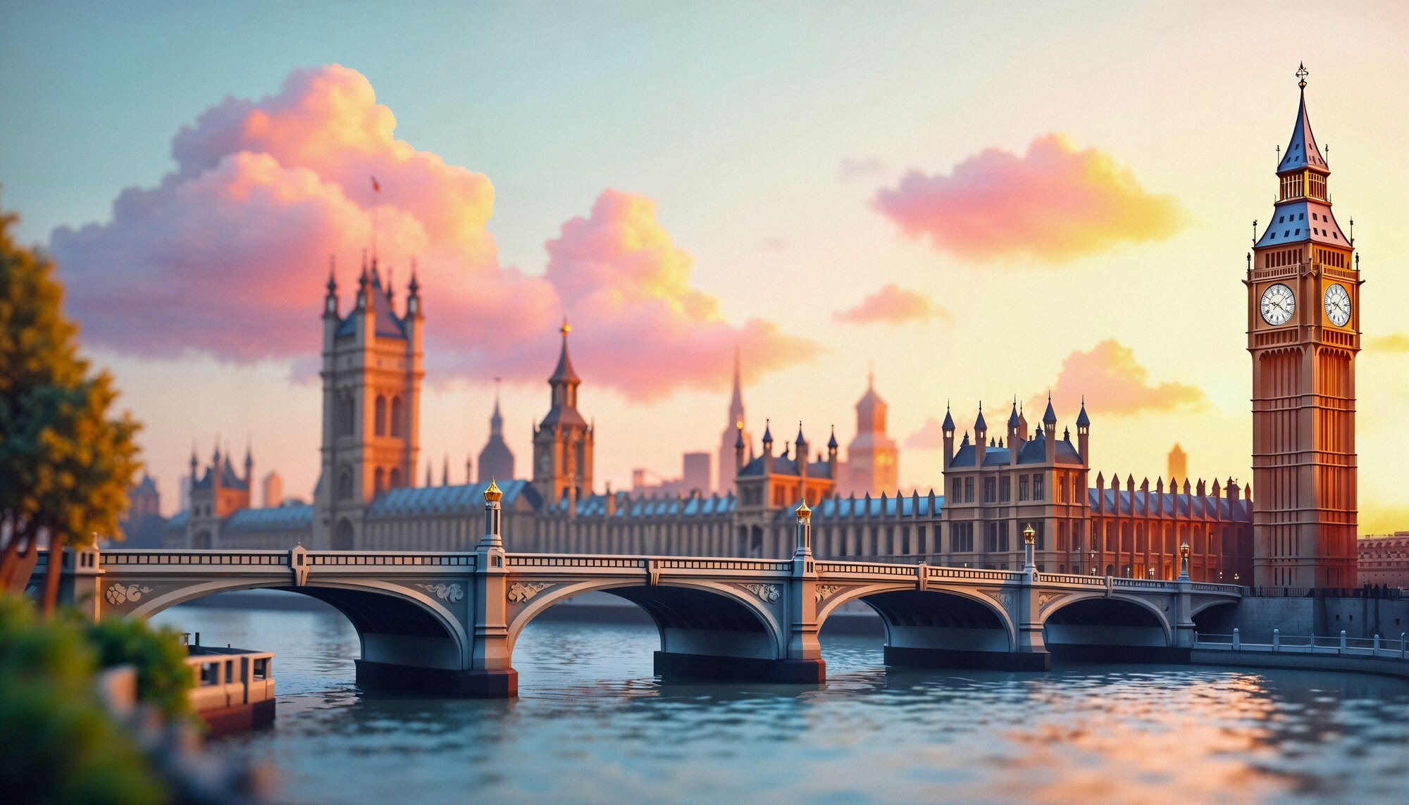 illustration-tourist-attraction-city_23-2151852278 london bridge